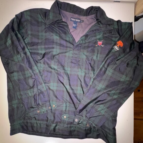 Vintage Polo Golf Ralph Lauren Qtr. Zip Plaid Windbreaker Golf Jacket Navy Green - Picture 8 of 15